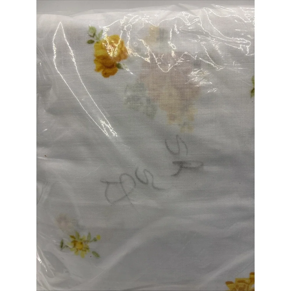 Vtg Yellow Floral Rose‎ Double Fitted Selected Seconds Sheet NOS Cottagecore USA
